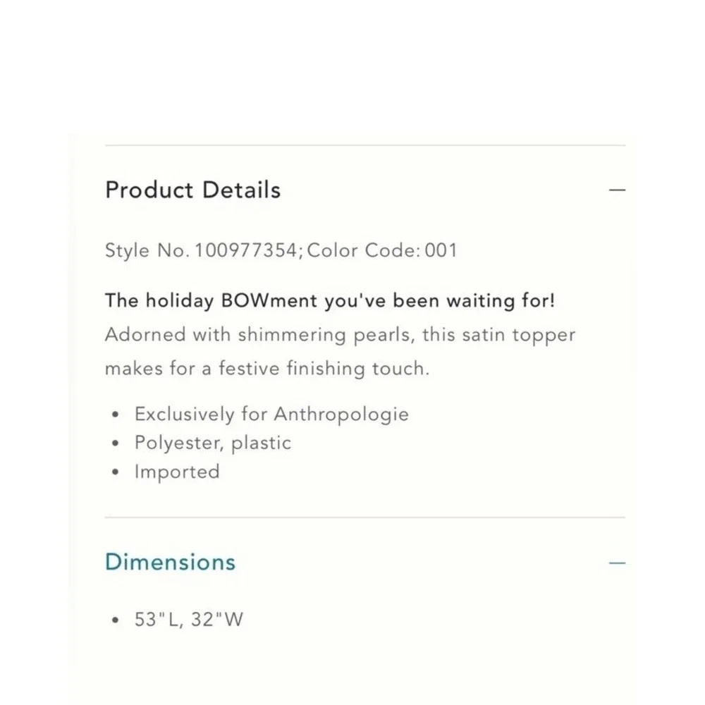 New Anthropologie Pearled Satin‎ Bow Tree Topper Black Christmas